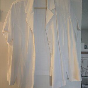 Dressbarn linen look white short sleeve 14